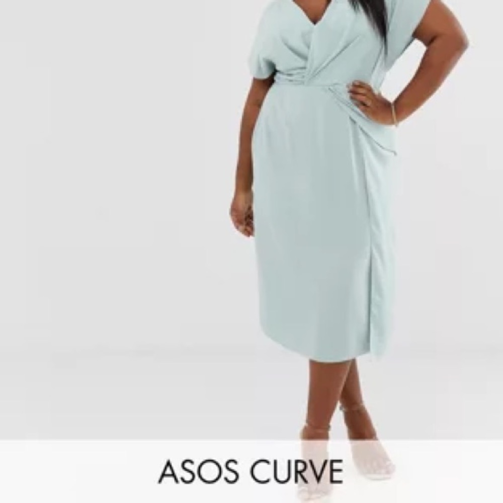 Curve twist and drape front midi dress